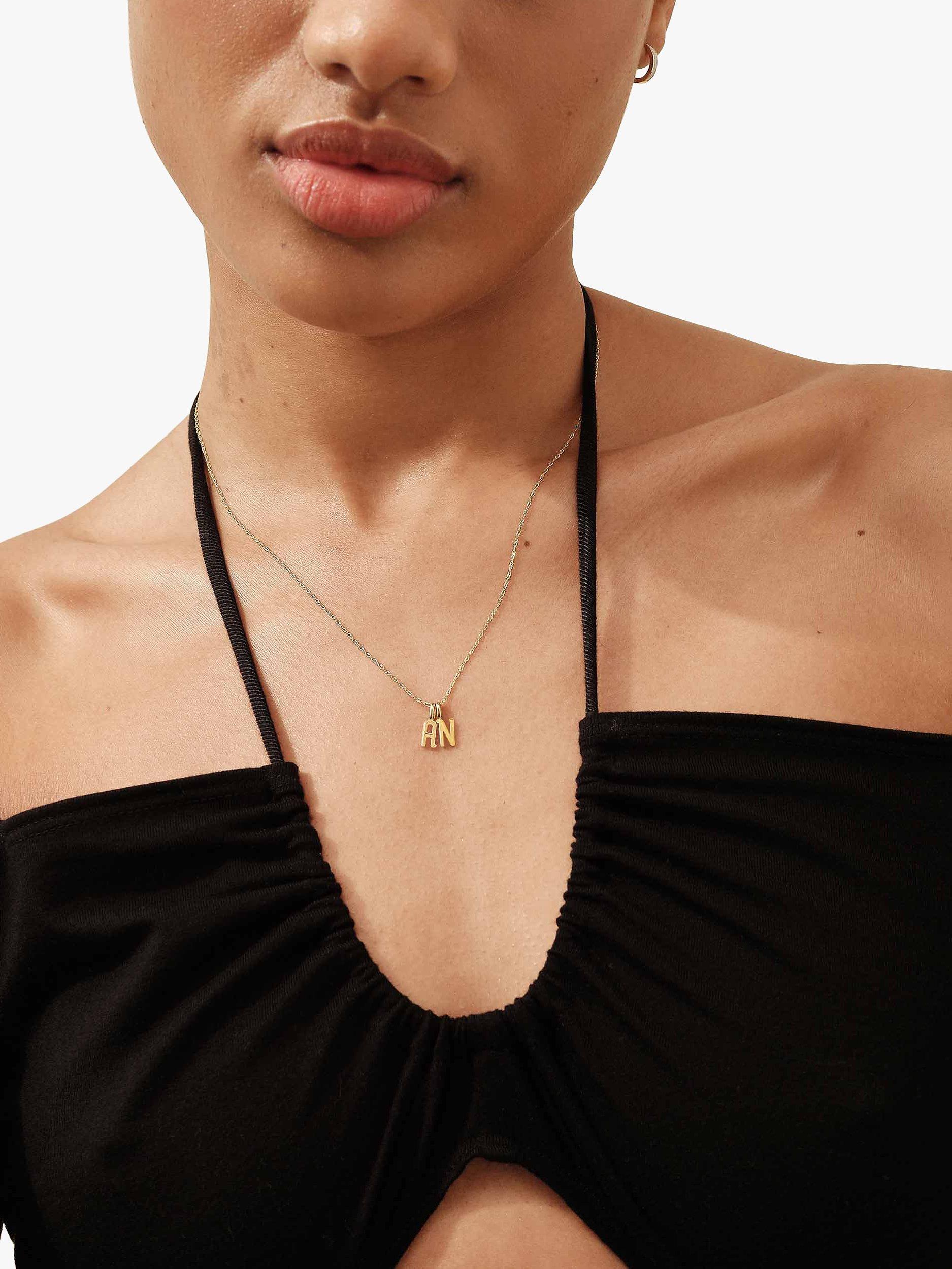 Product image 2 of 5, which shows Edge of Ember 14ct Gold Initial Pendant Necklace, Yellow Gold, C