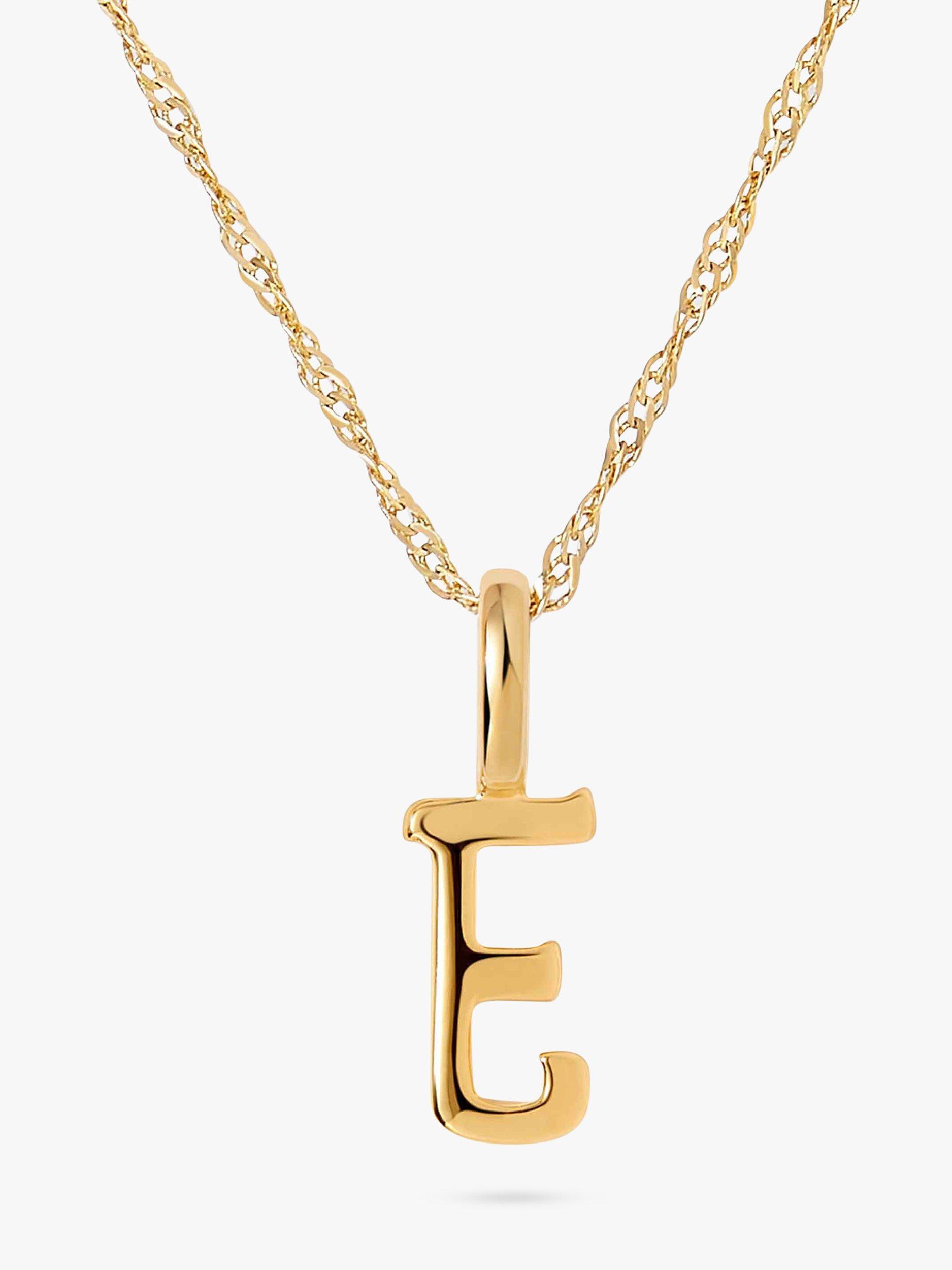 Product image 1 of 5, which shows Edge of Ember 14ct Gold Initial Pendant Necklace, Yellow Gold, E