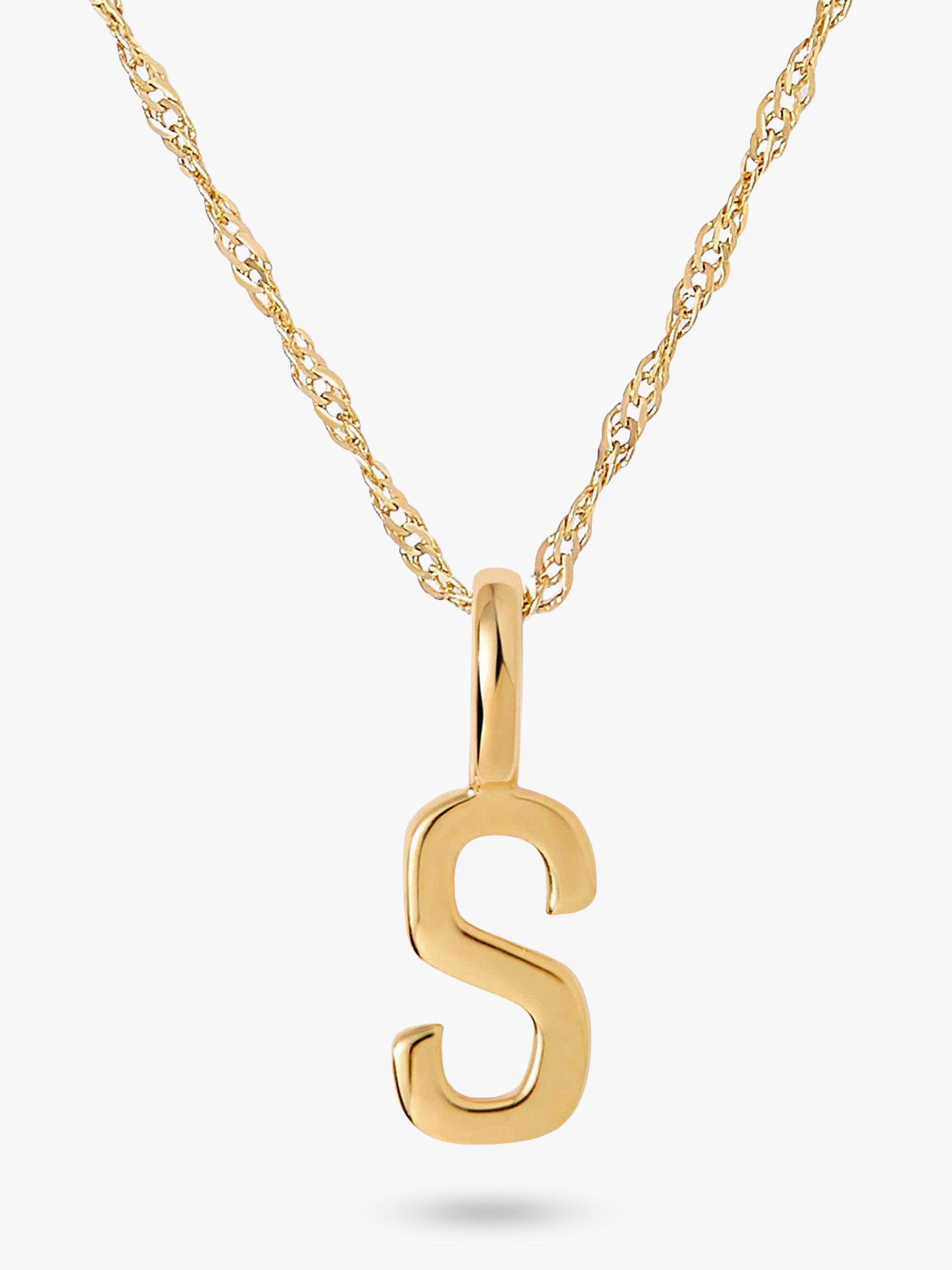 Product image 1 of 5, which shows Edge of Ember 14ct Gold Initial Pendant Necklace, Yellow Gold, S