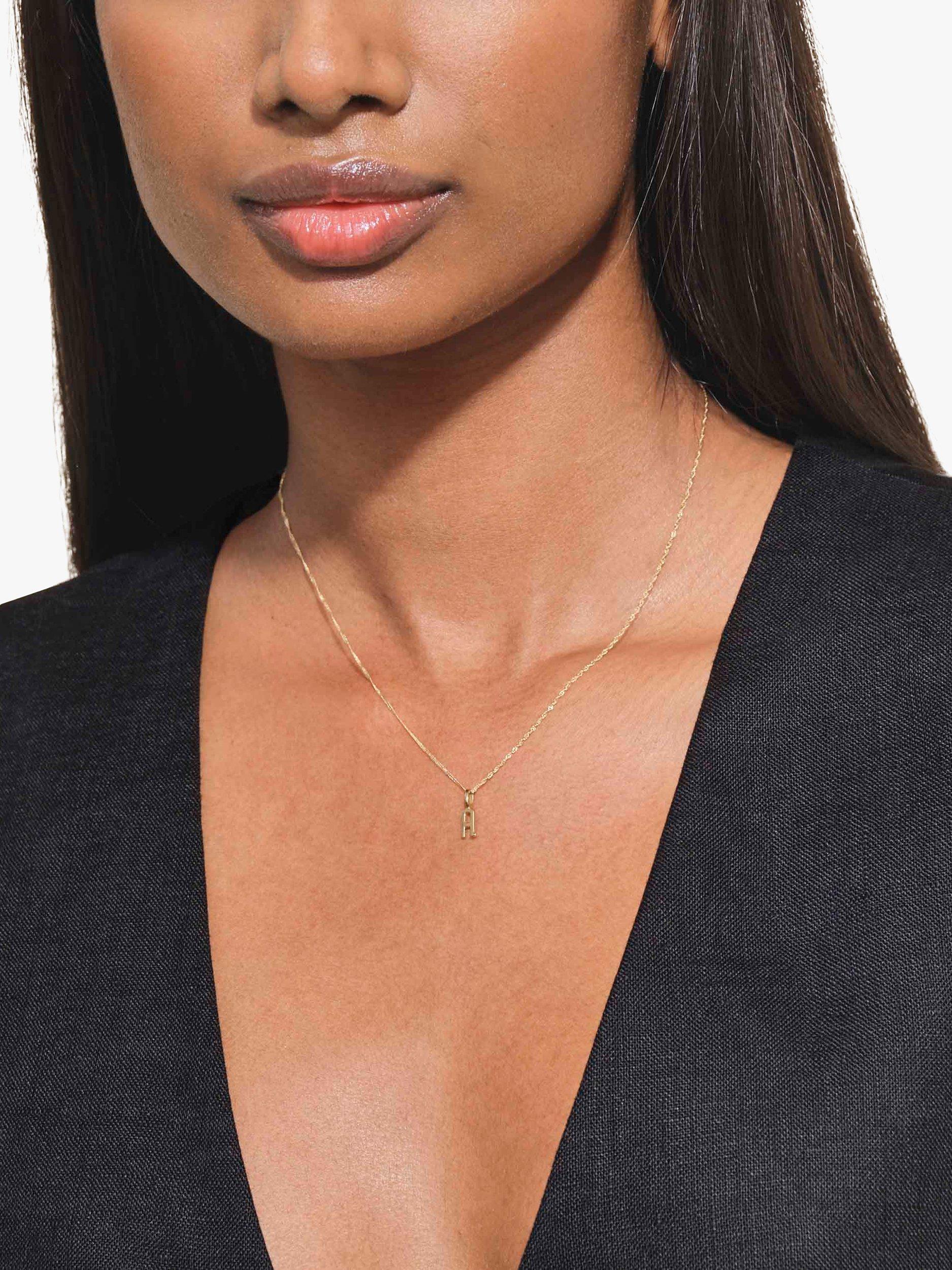 Product image 2 of 5, which shows Edge of Ember 14ct Gold Initial Pendant Necklace, Yellow Gold, S