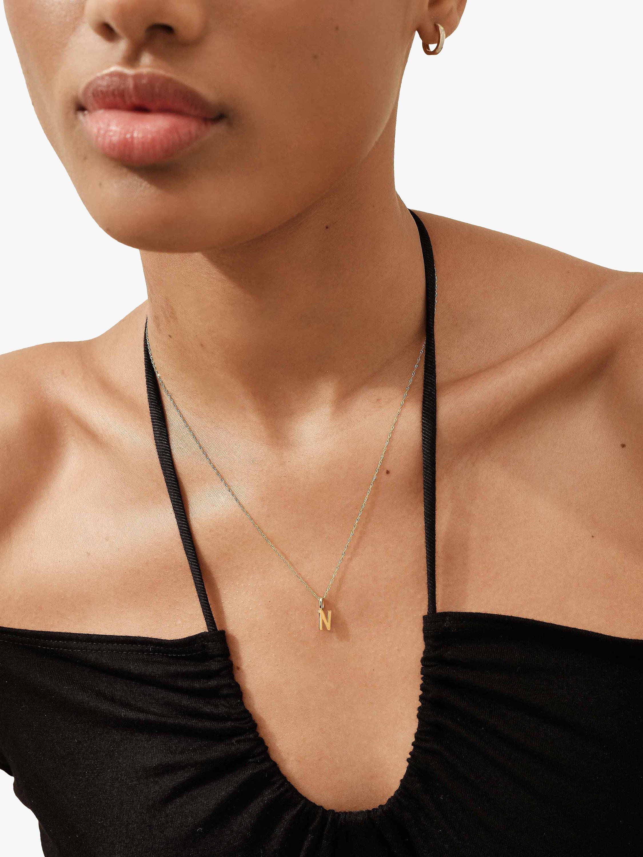 Product image 3 of 5, which shows Edge of Ember 14ct Gold Initial Pendant Necklace, Yellow Gold, S