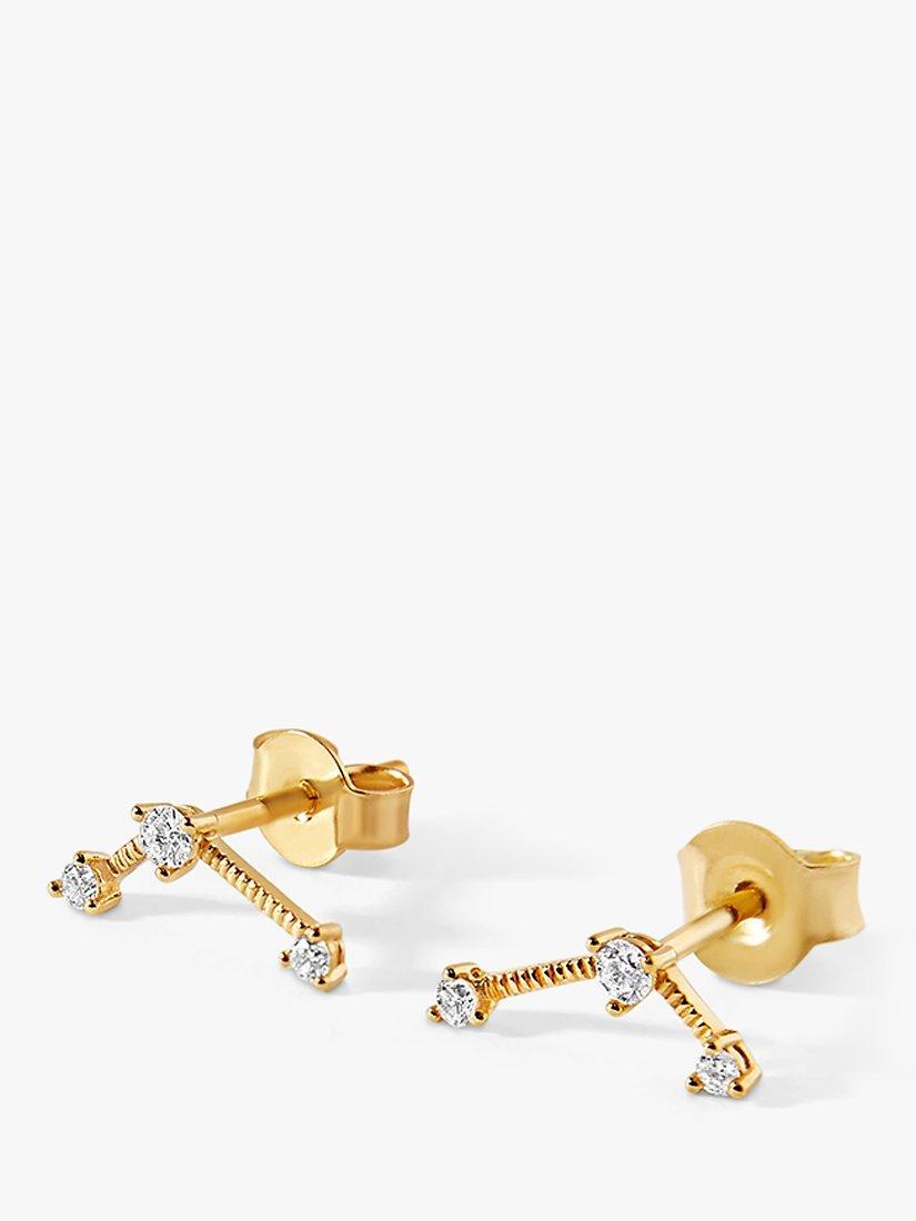 Product image 1 of 5, which shows Edge of Ember 14ct Gold Diamond Constellation Stud Earrings, Yellow Gold
