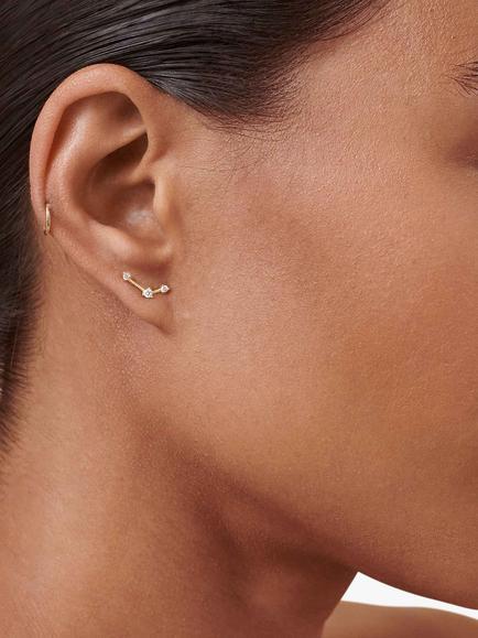 Edge of Ember 14ct Gold Diamond Constellation Stud Earrings - view 2, Yellow Gold