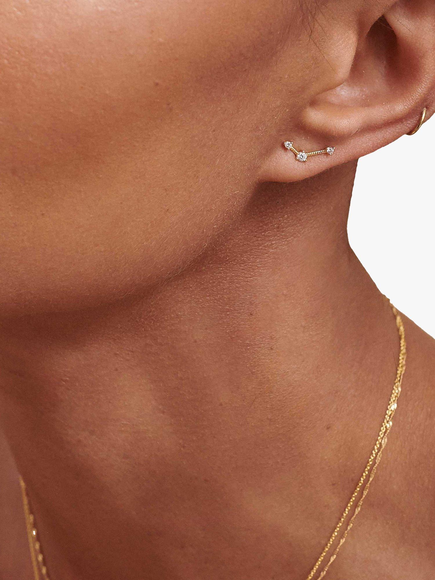 Product image 3 of 5, which shows Edge of Ember 14ct Gold Diamond Constellation Stud Earrings, Yellow Gold