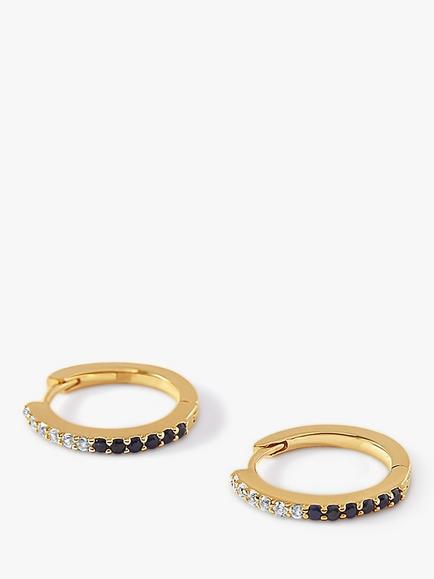 Edge of Ember 14ct Gold Sapphire Huggie Hoop Earrings, Yellow Gold