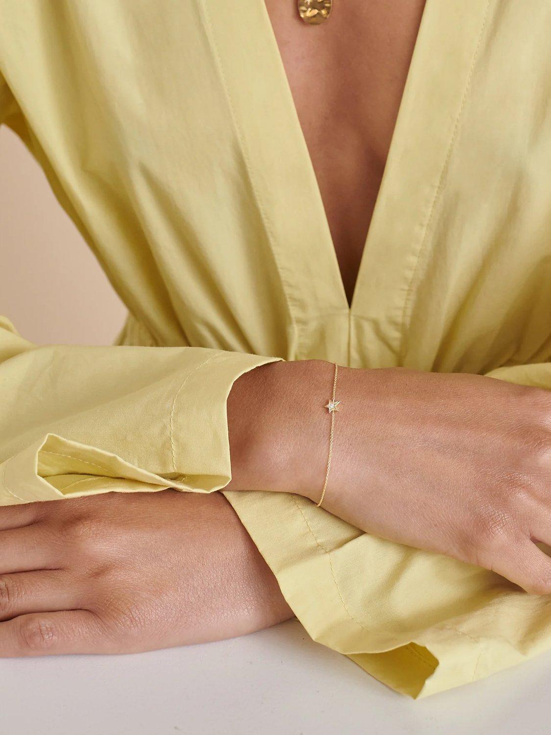 Product image 3 of 6, which shows Edge of Ember 14ct Gold Diamond Star Bracelet, Yellow Gold