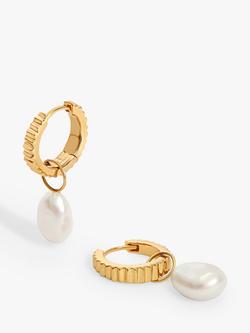 Edge of Ember Summer Freshwater Pearl Charm Drop Earrings, Gold, Yellow Gold