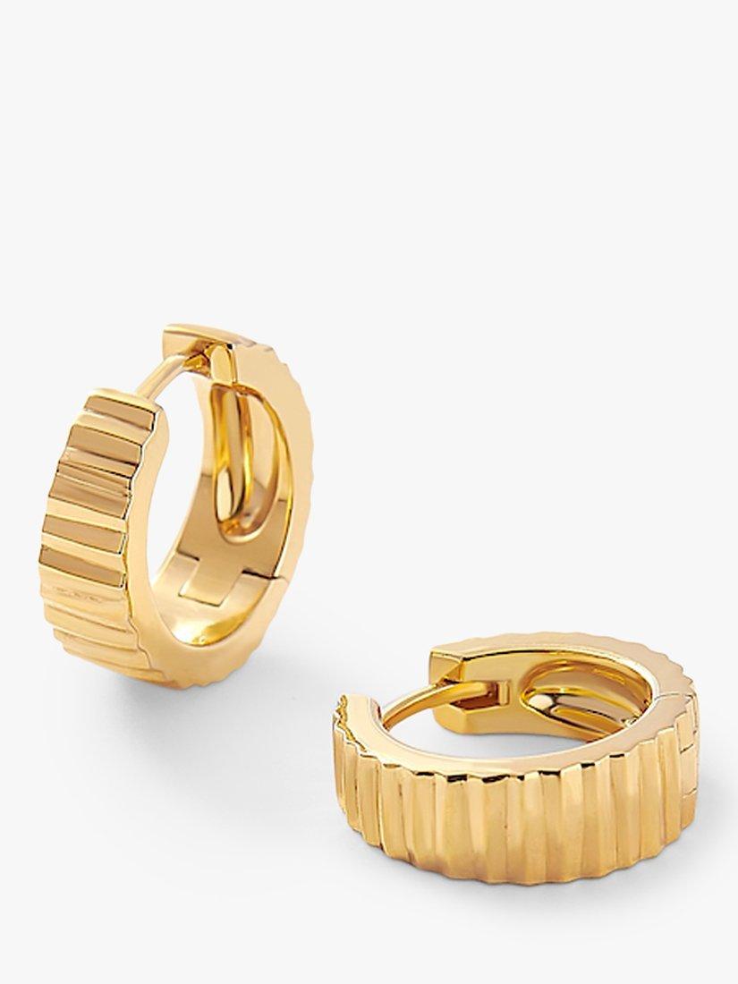 Product image 1 of 5, which shows Edge of Ember Flare Hoop Earrings, Gold