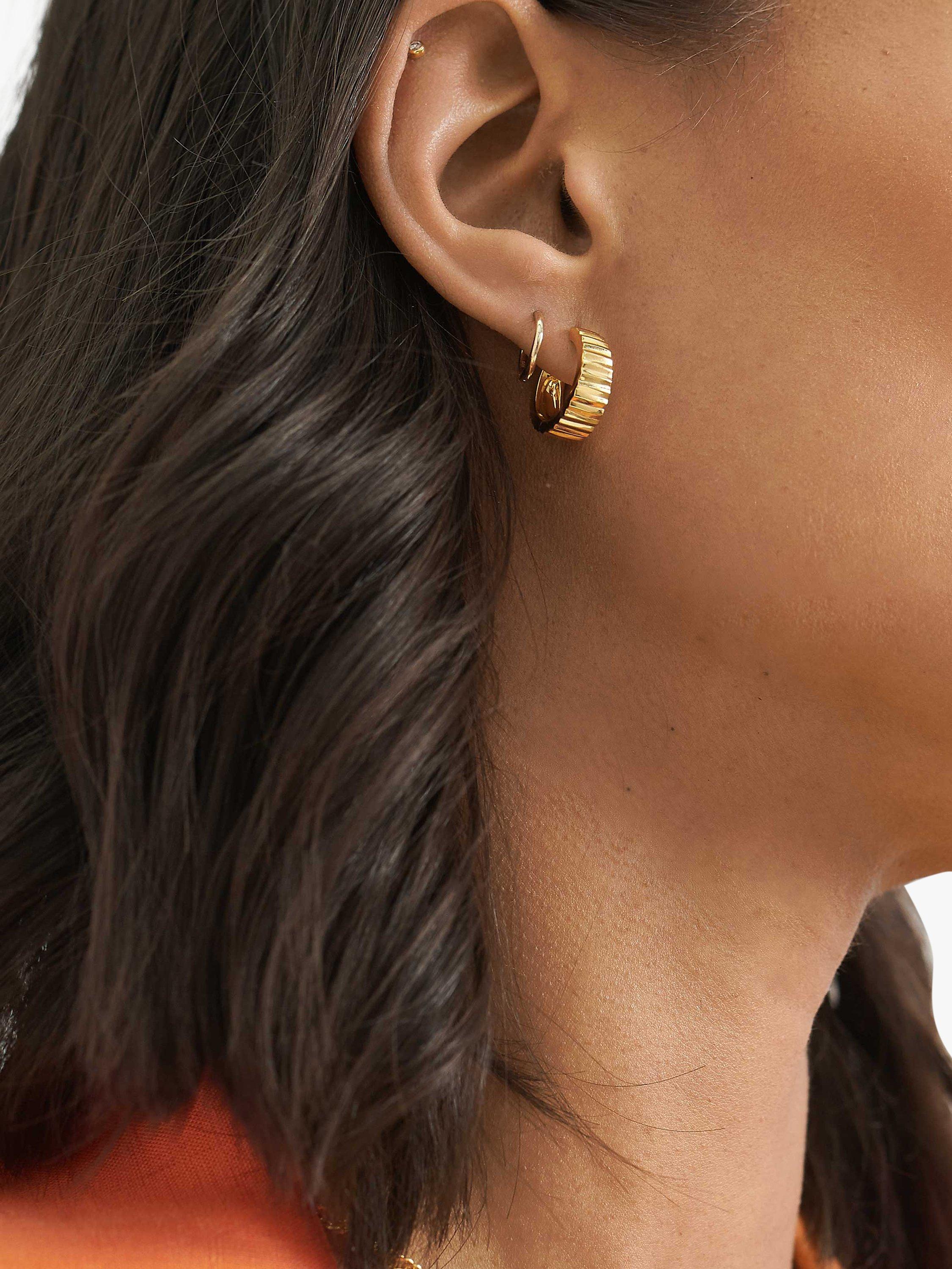 Product image 3 of 5, which shows Edge of Ember Flare Hoop Earrings, Gold