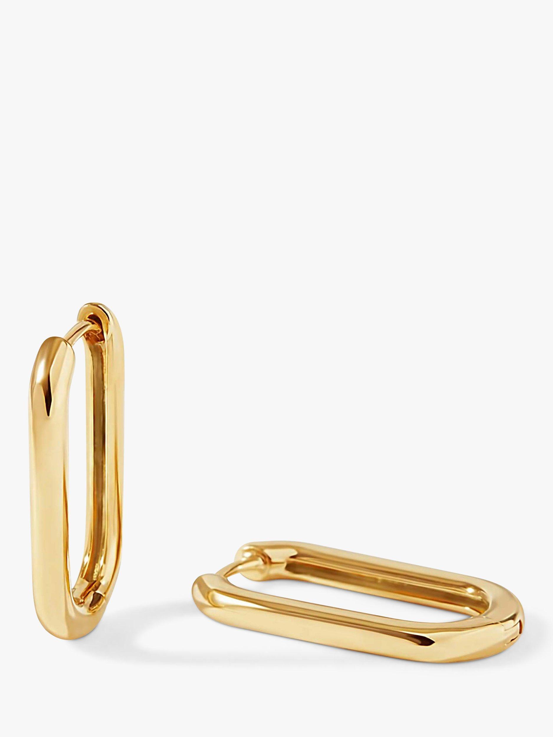 Edge of Ember Elongated Hoop Earrings, Yellow Gold