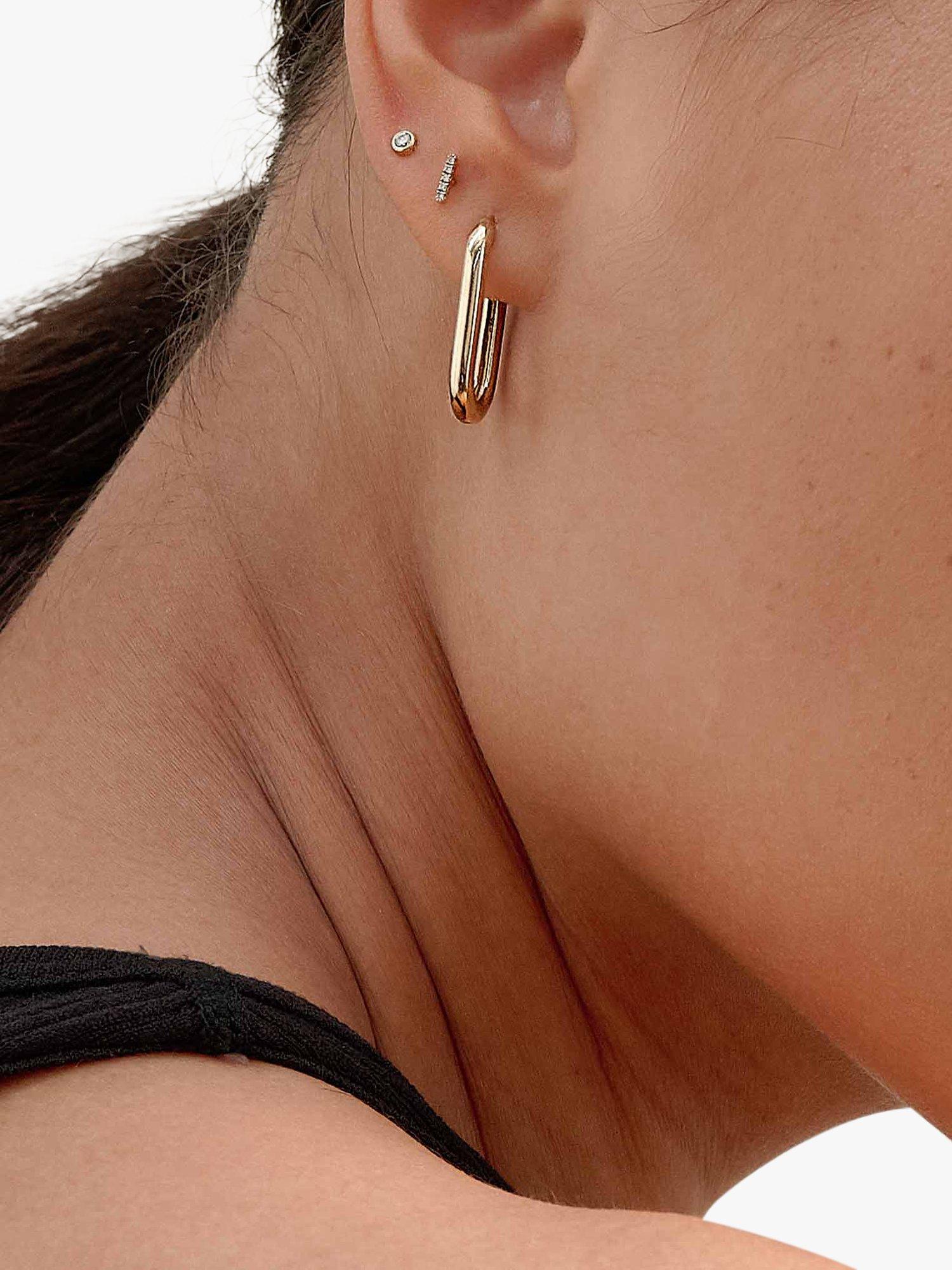 Edge of Ember Elongated Hoop Earrings, Yellow Gold