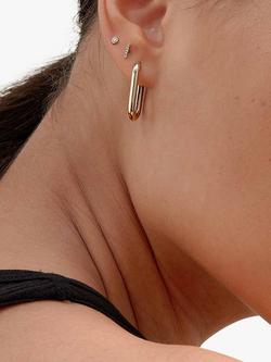 Edge of Ember Elongated Hoop Earrings, Yellow Gold - view 2, Yellow Gold