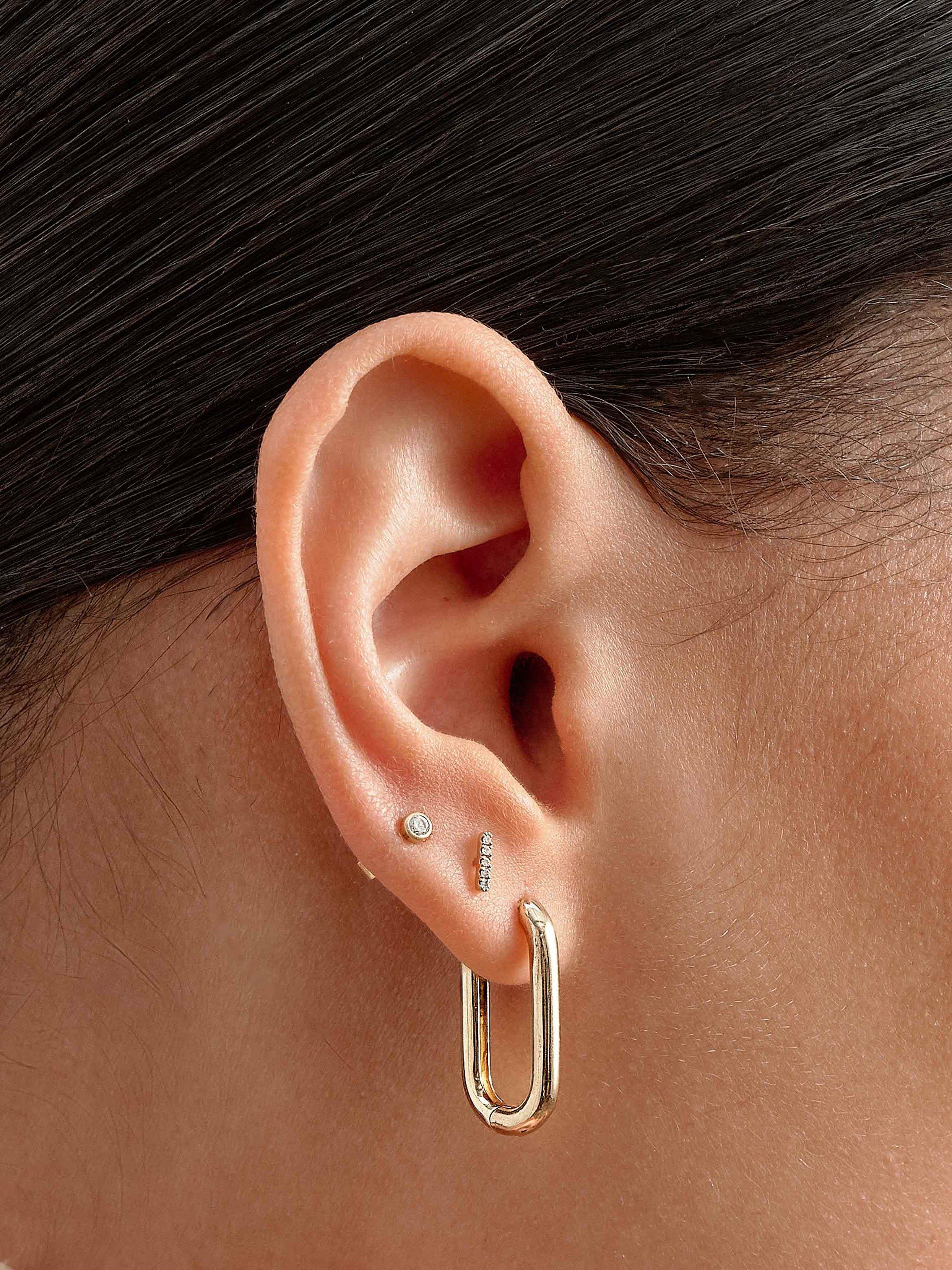 Edge of Ember Elongated Hoop Earrings, Yellow Gold