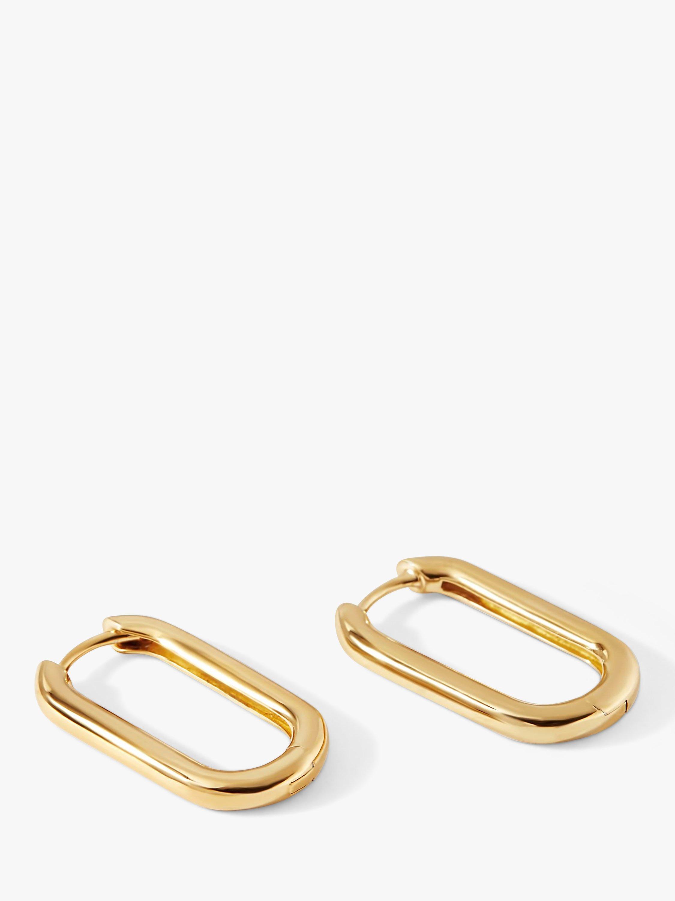 Edge of Ember Elongated Hoop Earrings, Yellow Gold