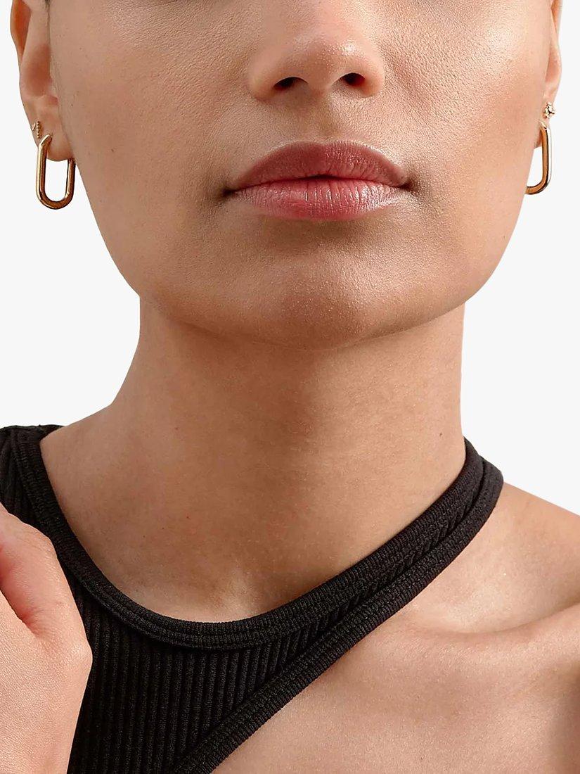 Edge of Ember Elongated Hoop Earrings, Yellow Gold