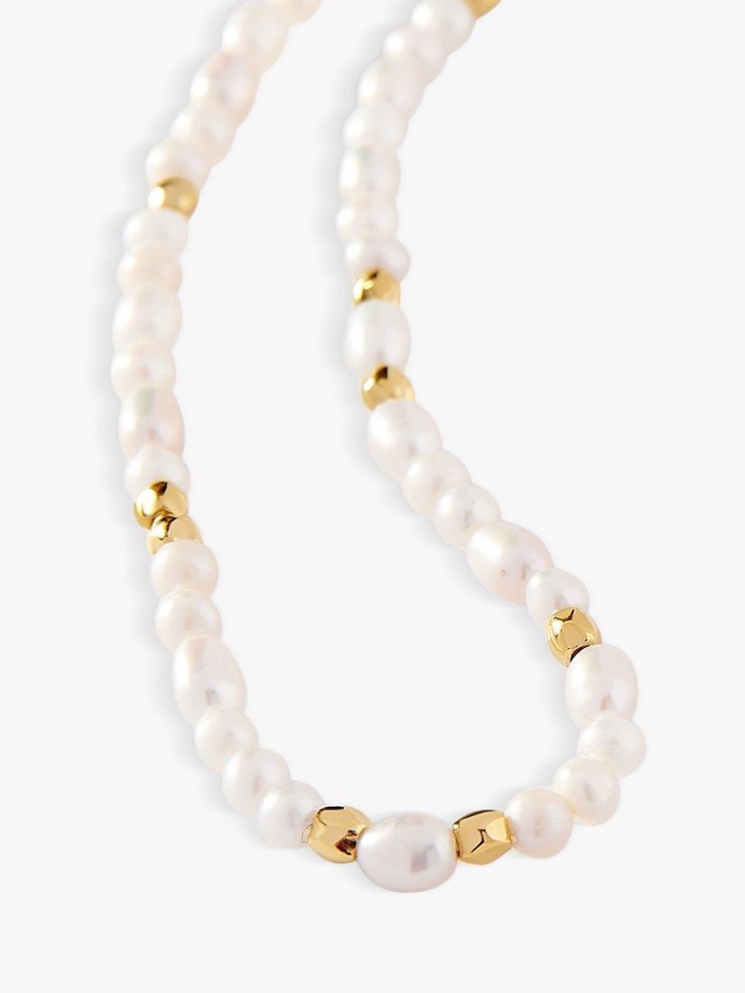 Product image 4 of 6, which shows Edge of Ember Summer Freshwater Pearl Beaded Necklace, Gold/Cream