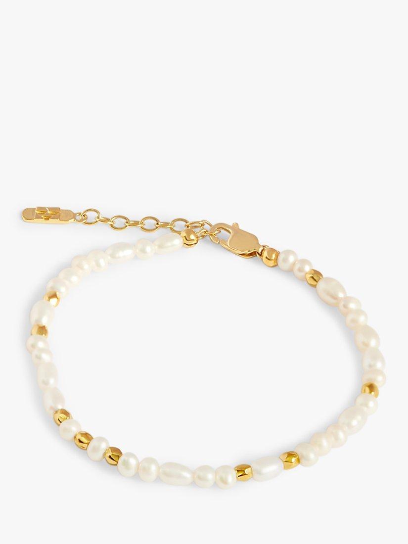 Product image 1 of 5, which shows Edge of Ember Freshwater Pearl Beaded Bracelet, Gold