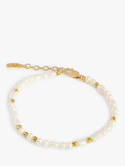 Edge of Ember Freshwater Pearl Beaded Bracelet, Yellow Gold