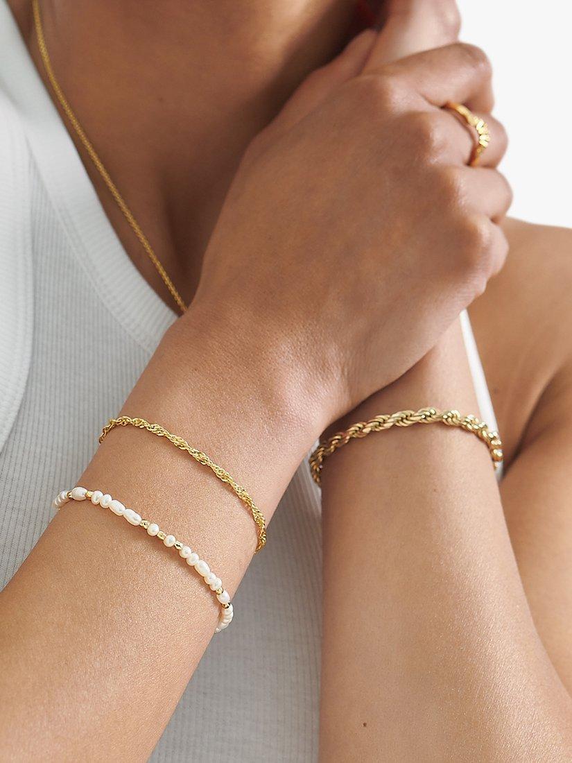 Product image 2 of 5, which shows Edge of Ember Freshwater Pearl Beaded Bracelet, Gold