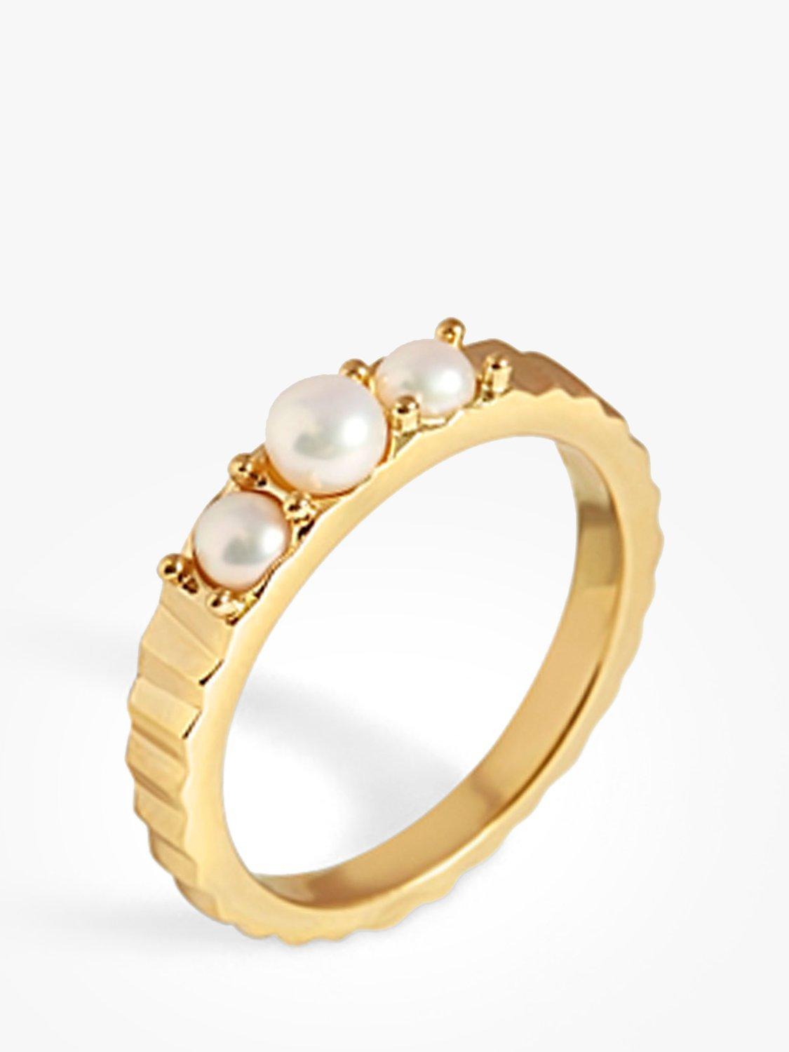 Edge of Ember Mirage Freshwater Pearl Ring, Yellow Gold