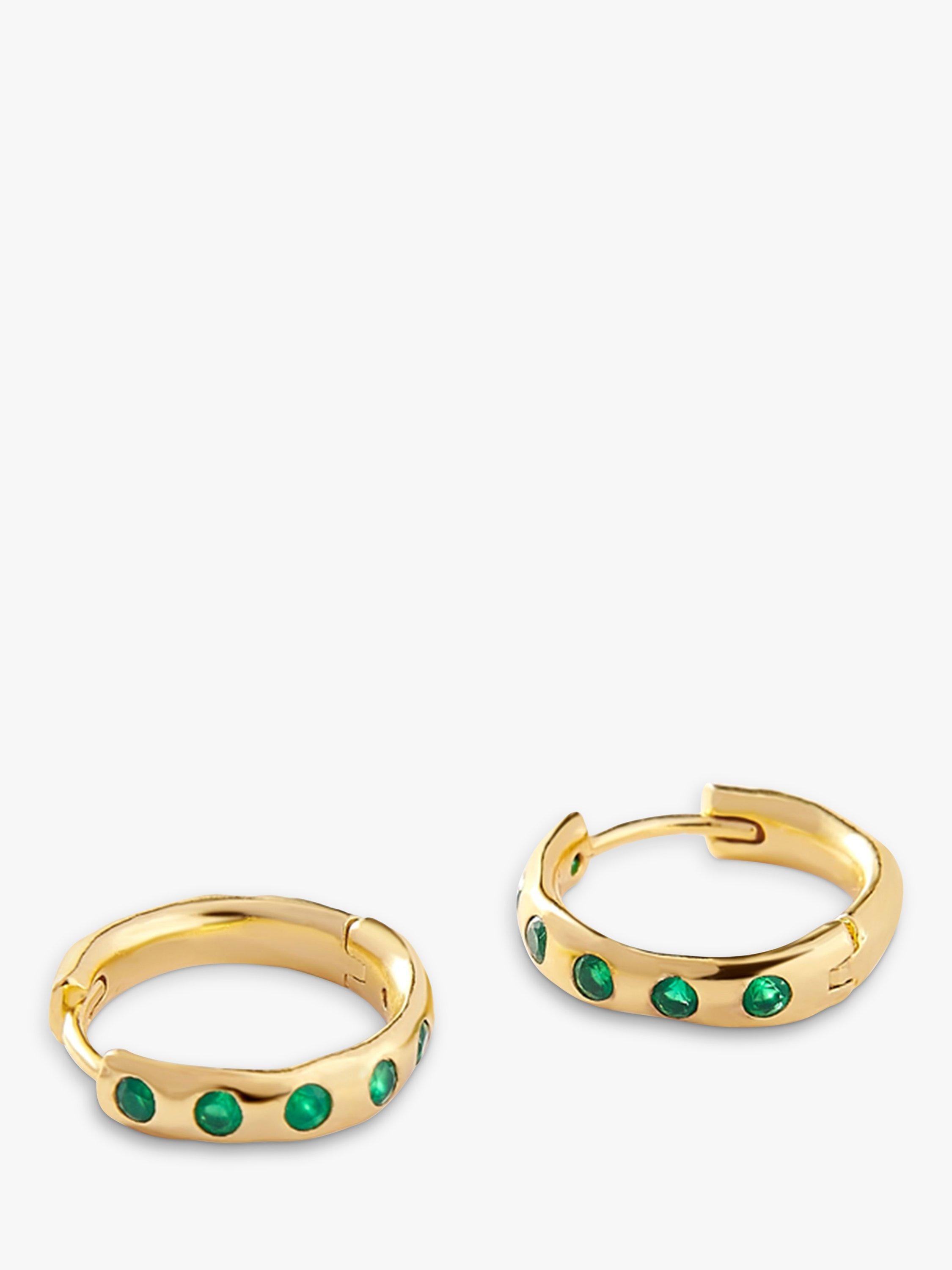 Product image 6 of 7, which shows Edge of Ember Summer Gemstone Hoop Earrings, Green Onyx/Gold