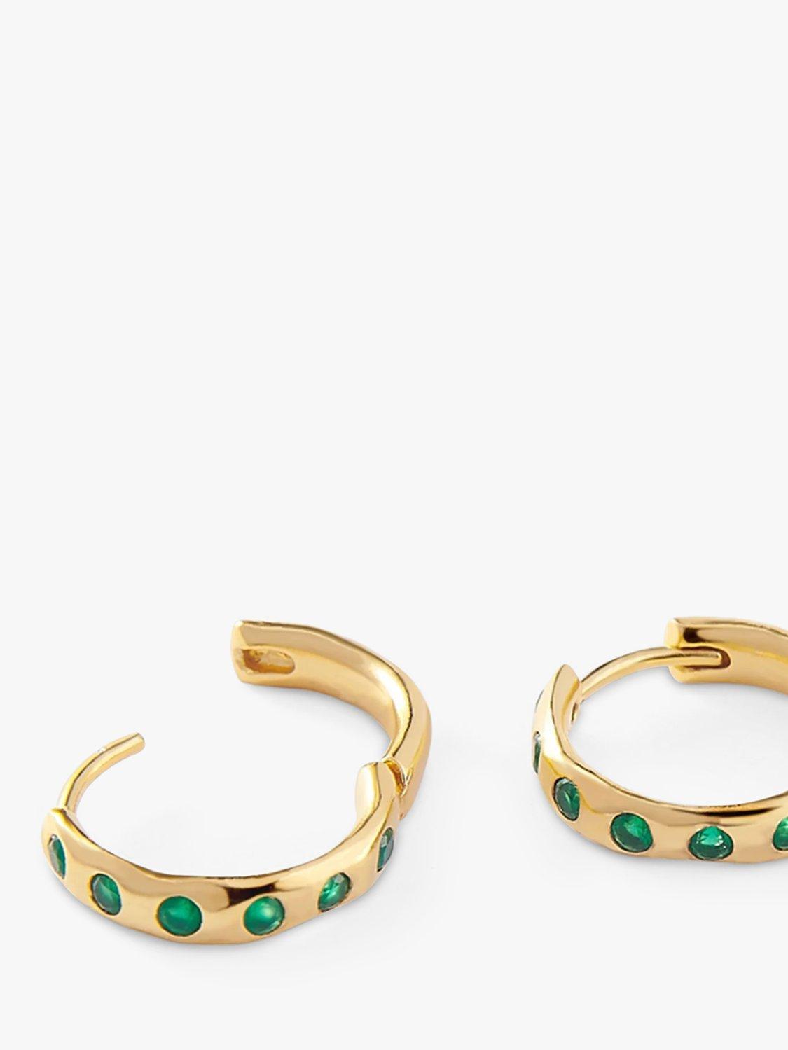 Product image 5 of 7, which shows Edge of Ember Summer Gemstone Hoop Earrings, Green Onyx/Gold
