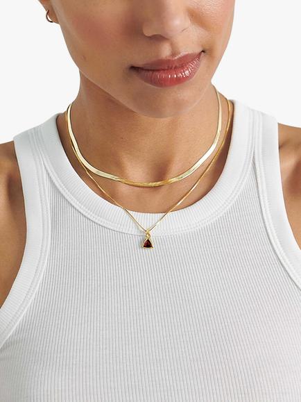 Edge of Ember Triangle Birthstone Pendant Necklace - view 2, January Garnet