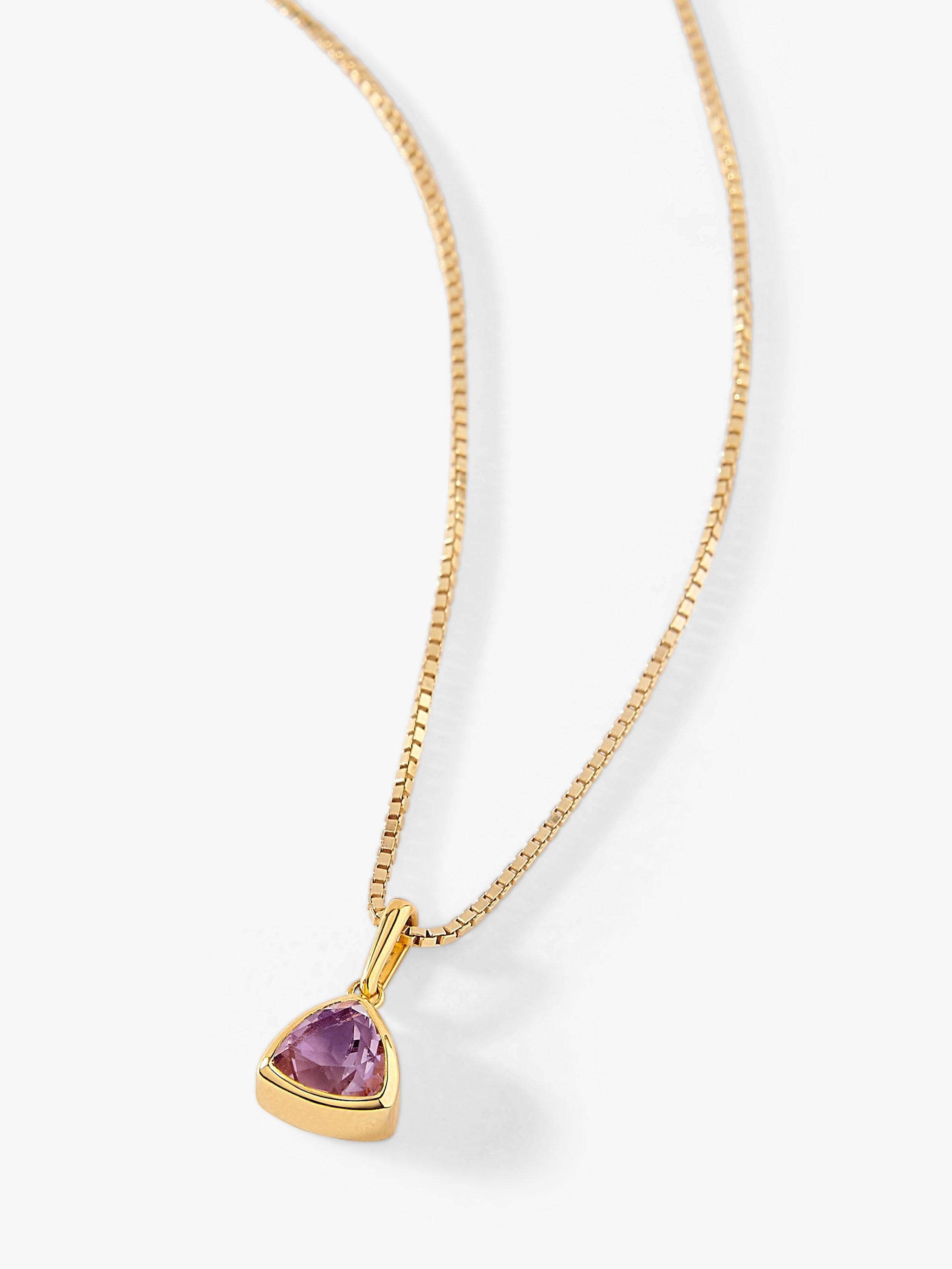 Product image 1 of 6, which shows Edge of Ember Triangle Birthstone Pendant Necklace, February Amethyst