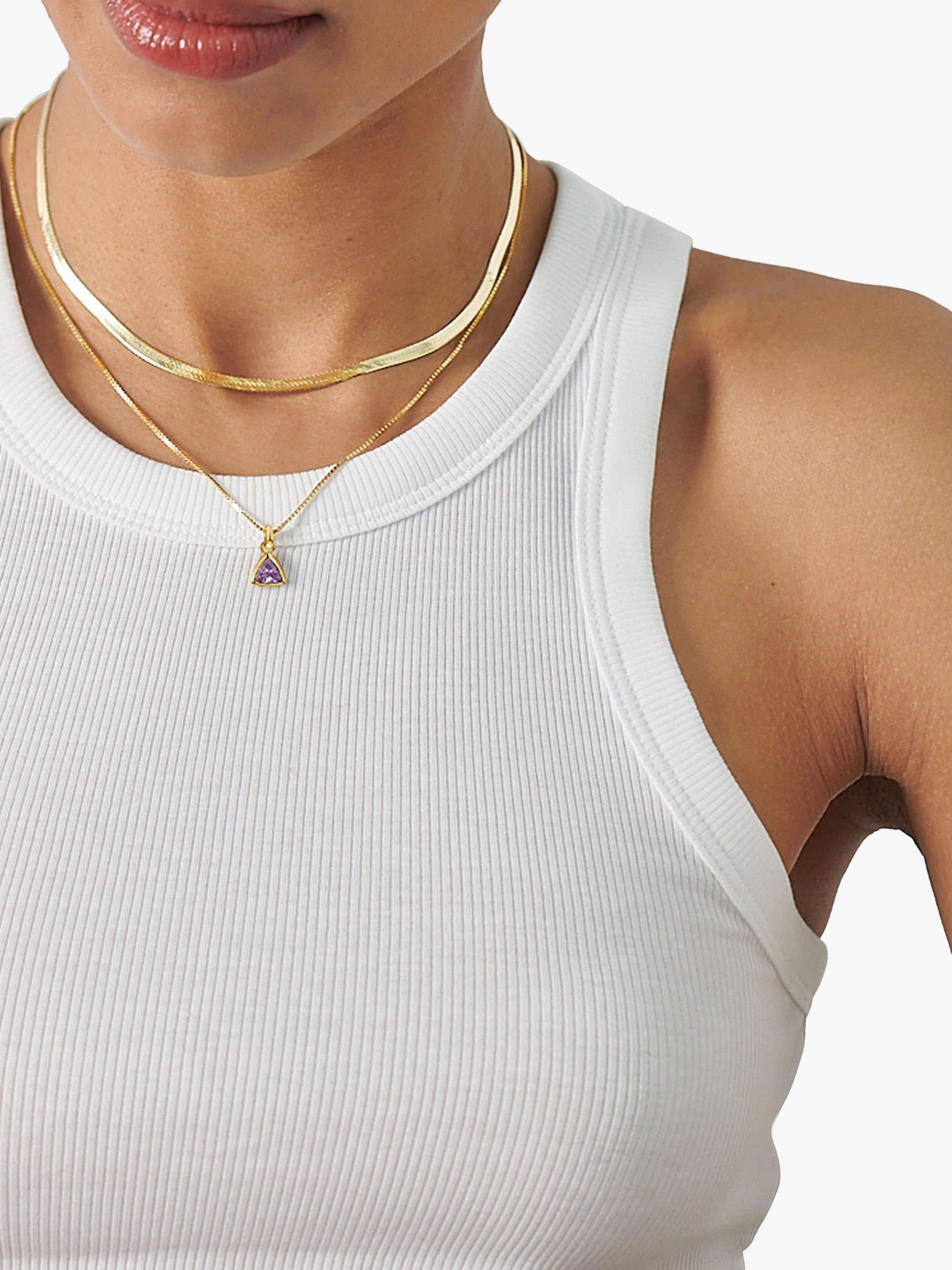 Product image 3 of 6, which shows Edge of Ember Triangle Birthstone Pendant Necklace, February Amethyst