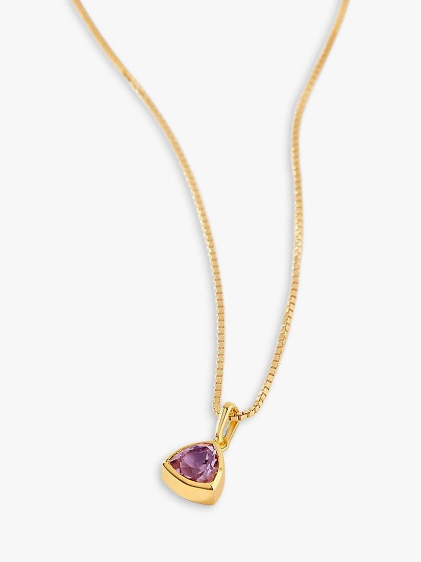 Product image 4 of 6, which shows Edge of Ember Triangle Birthstone Pendant Necklace, February Amethyst