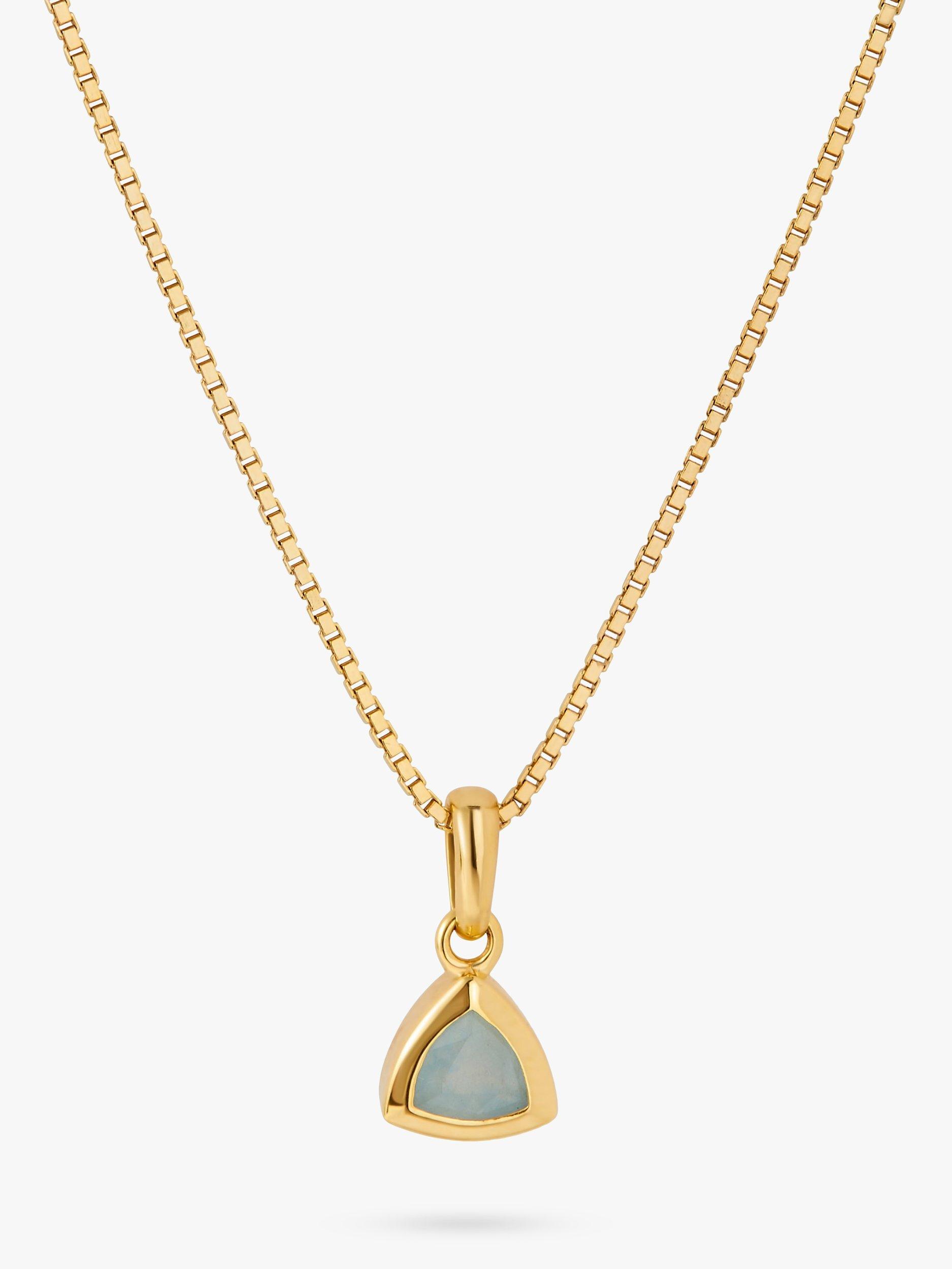 Product image 1 of 4, which shows Edge of Ember Triangle Gemstone Pendant Necklace, March Aquamarine