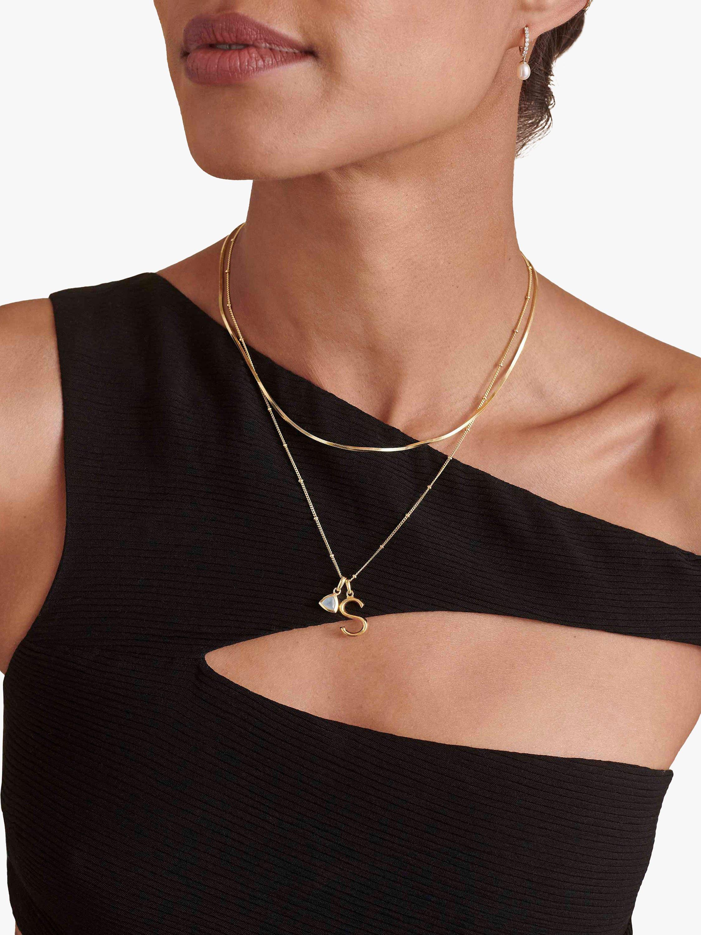 Product image 2 of 4, which shows Edge of Ember Triangle Gemstone Pendant Necklace, March Aquamarine
