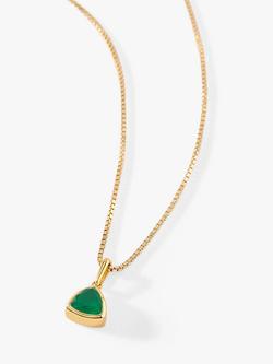 Edge of Ember Triangle Birthstone Pendant Necklace, May Green Onyx