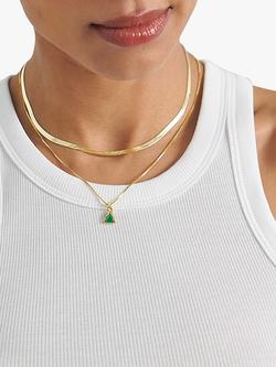 Edge of Ember Triangle Birthstone Pendant Necklace - view 2, May Green Onyx