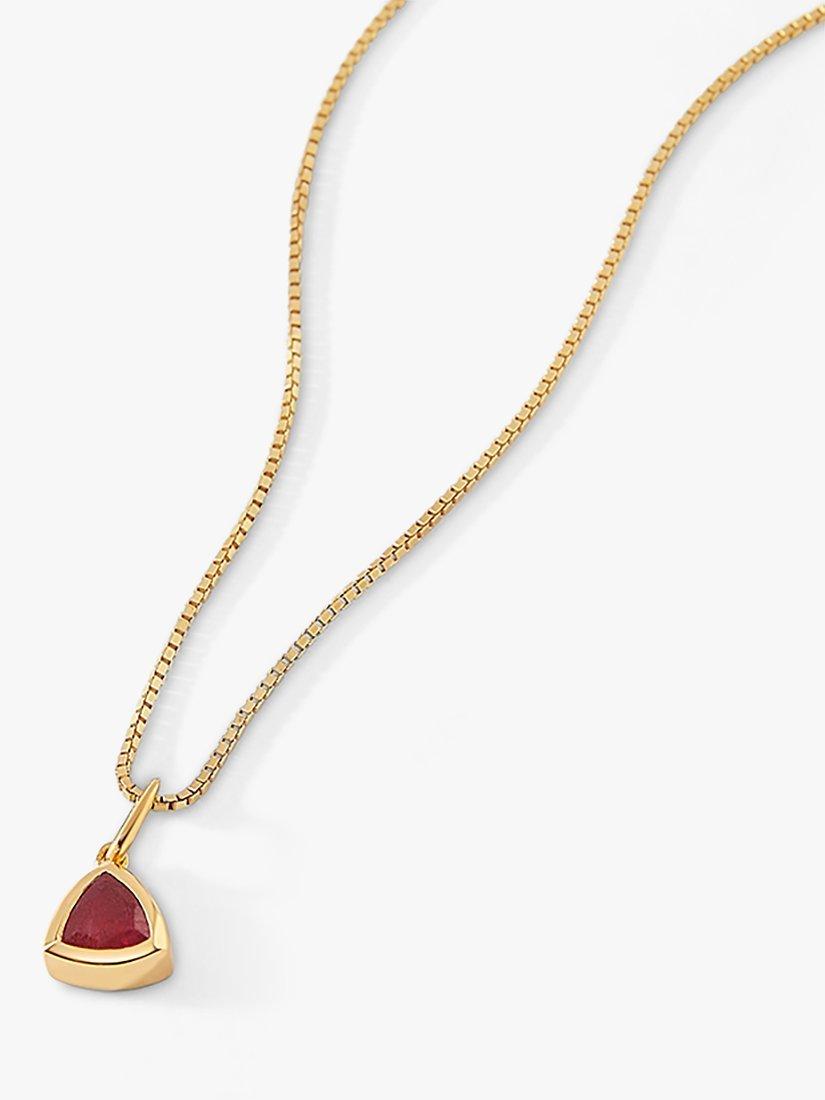 Product image 4 of 6, which shows Edge of Ember Triangle Birthstone Pendant Necklace, July Ruby