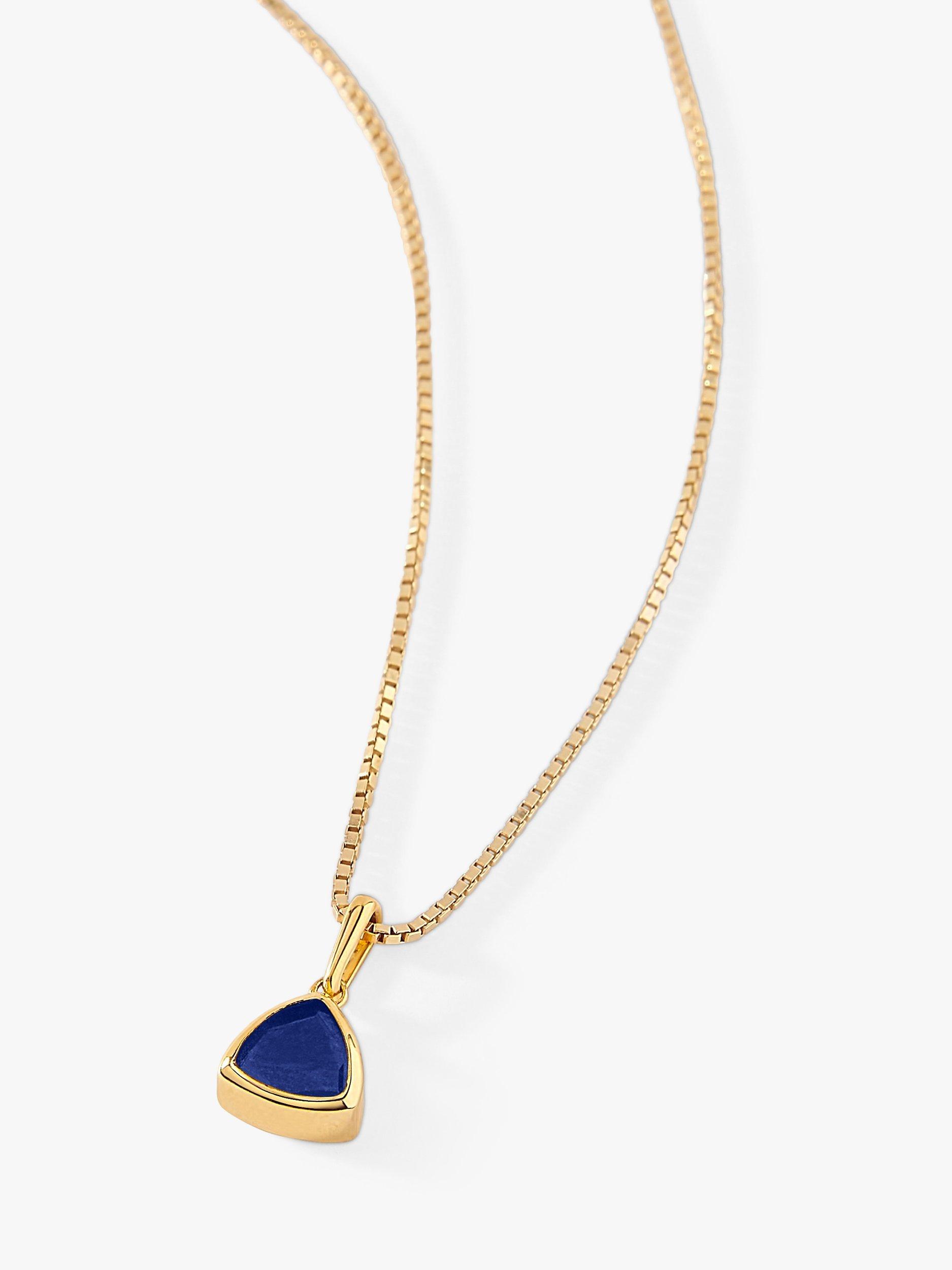 Product image 1 of 6, which shows Edge of Ember Triangle Birthstone Pendant Necklace, September Sapphire