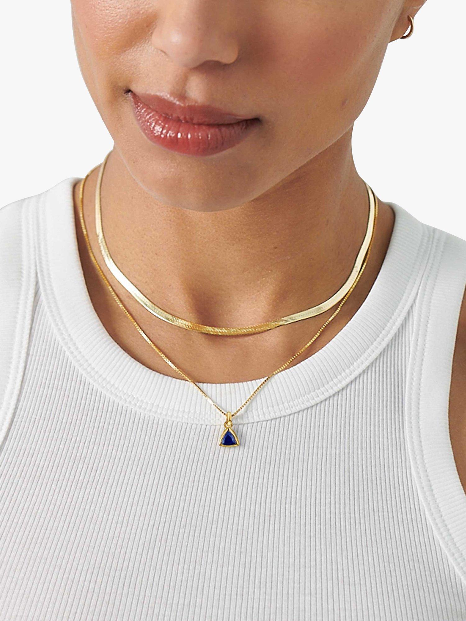 Product image 2 of 6, which shows Edge of Ember Triangle Birthstone Pendant Necklace, September Sapphire