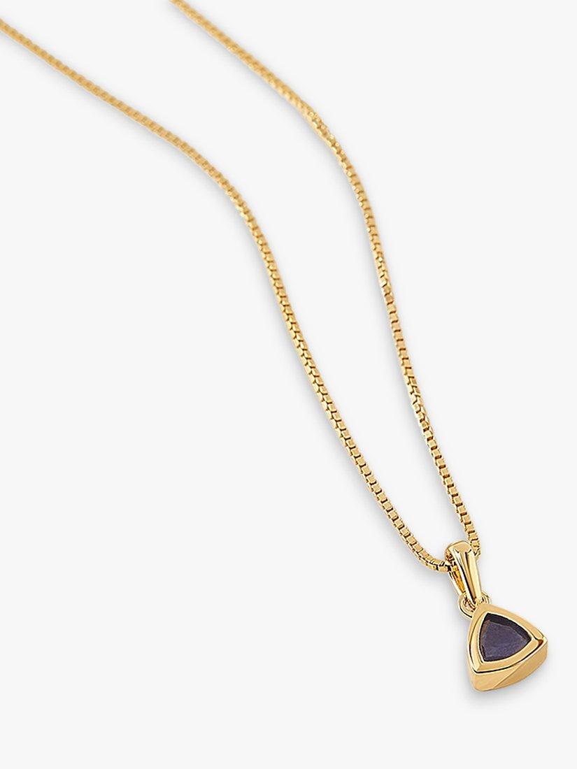 Product image 4 of 6, which shows Edge of Ember Triangle Birthstone Pendant Necklace, September Sapphire