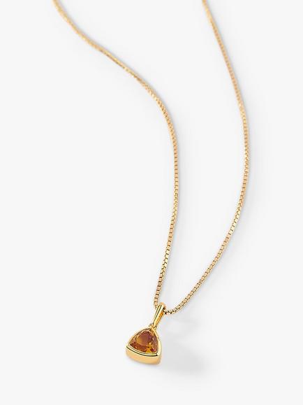 Edge of Ember Triangle Birthstone Pendant Necklace, Gold