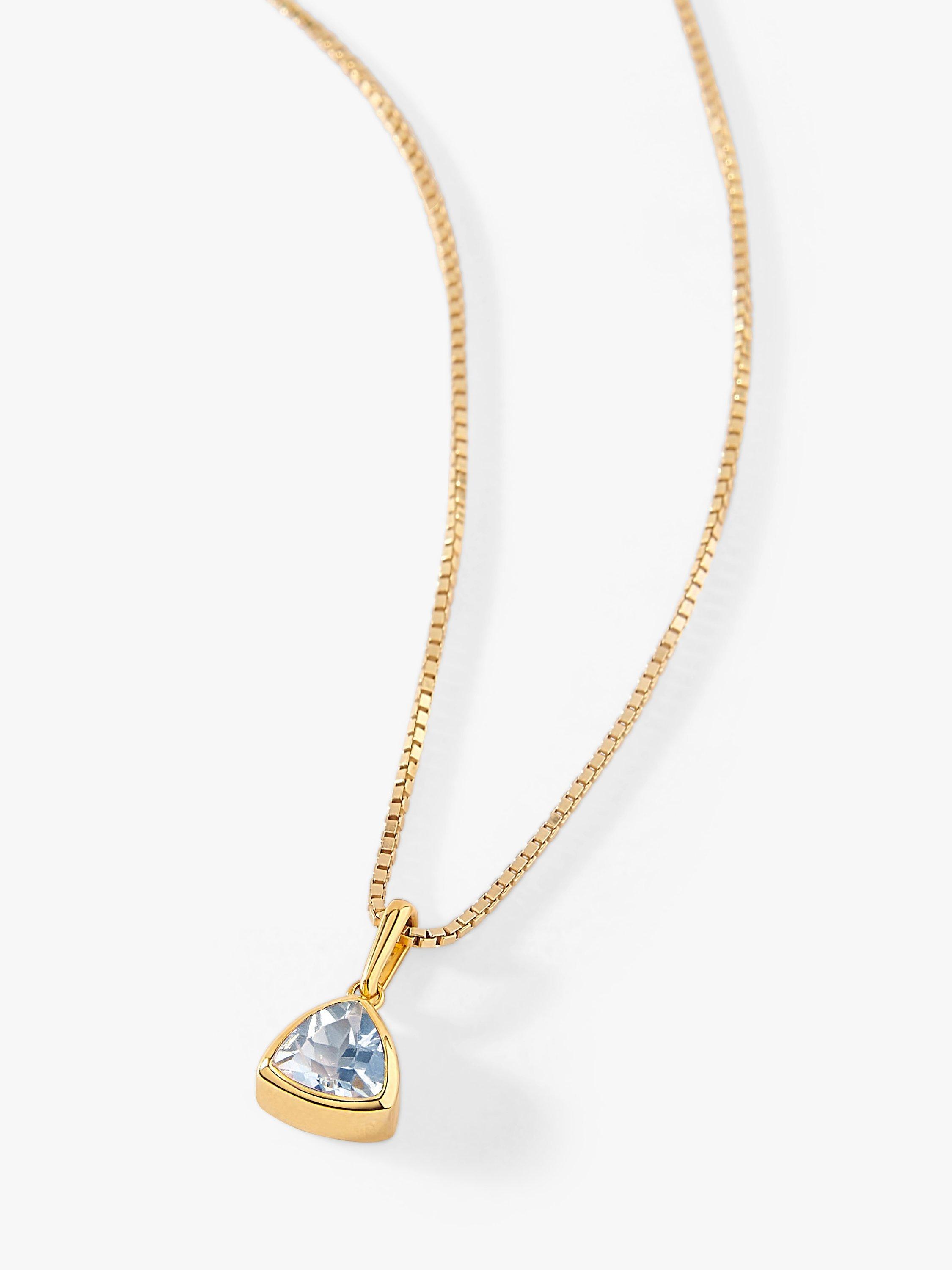 Product image 1 of 6, which shows Edge of Ember Triangle Birthstone Pendant Necklace, December Blue Topaz
