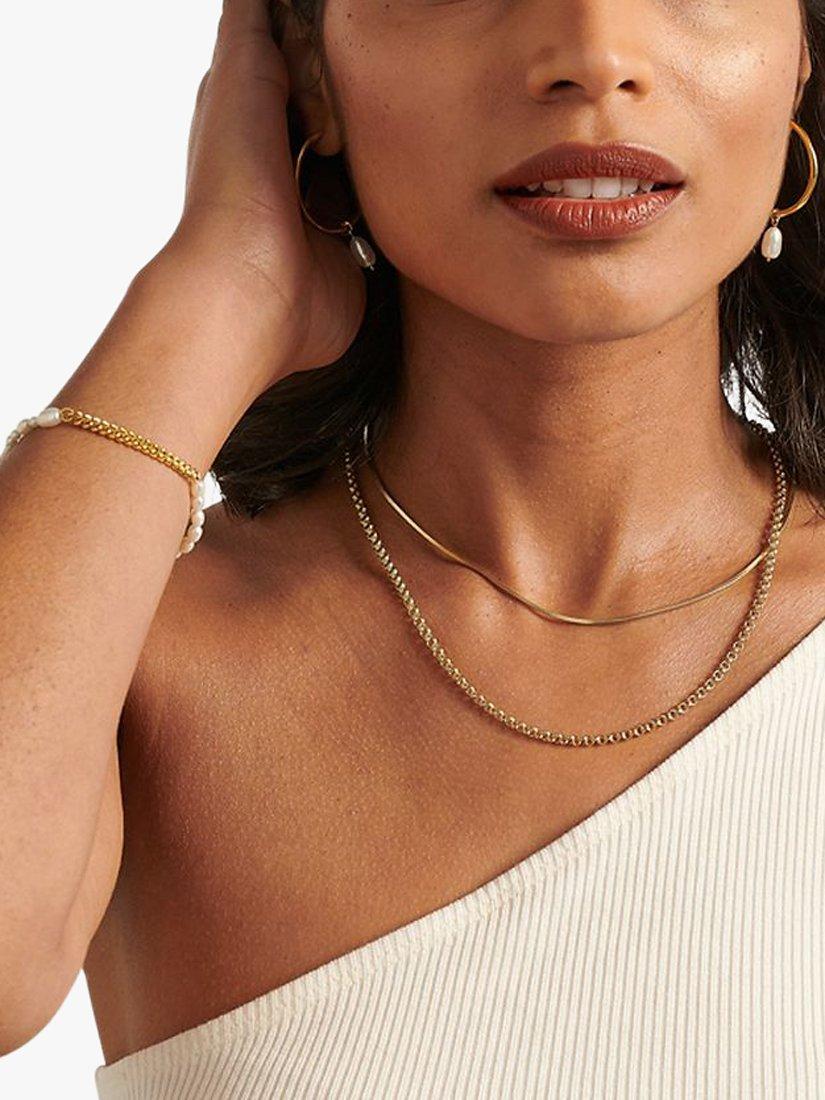 Product image 2 of 5, which shows Edge of Ember Rolo Chain Necklace, Yellow Gold