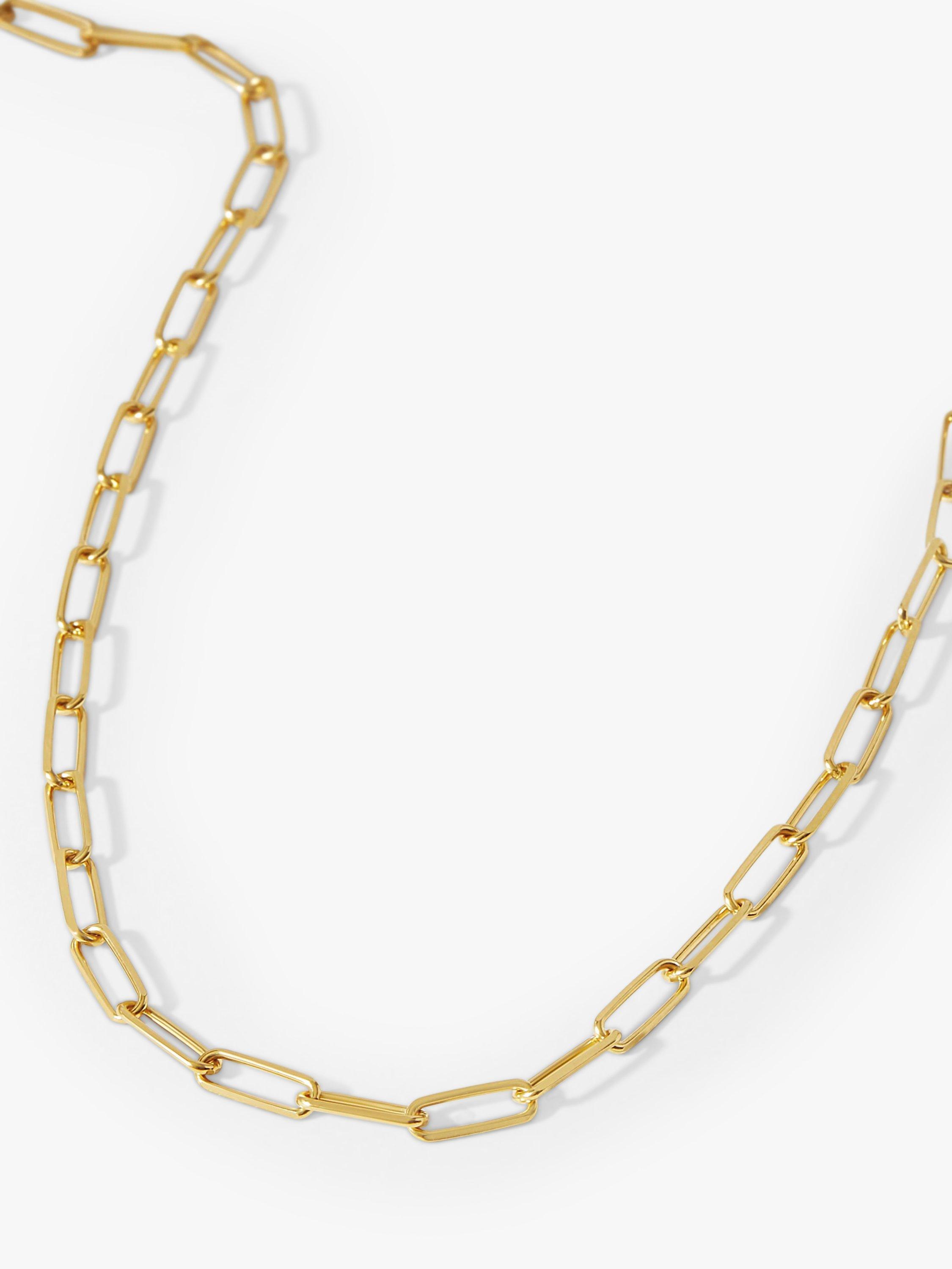 Product image 1 of 5, which shows Edge of Ember Chunky Paperclip Chain Necklace, Yellow Gold