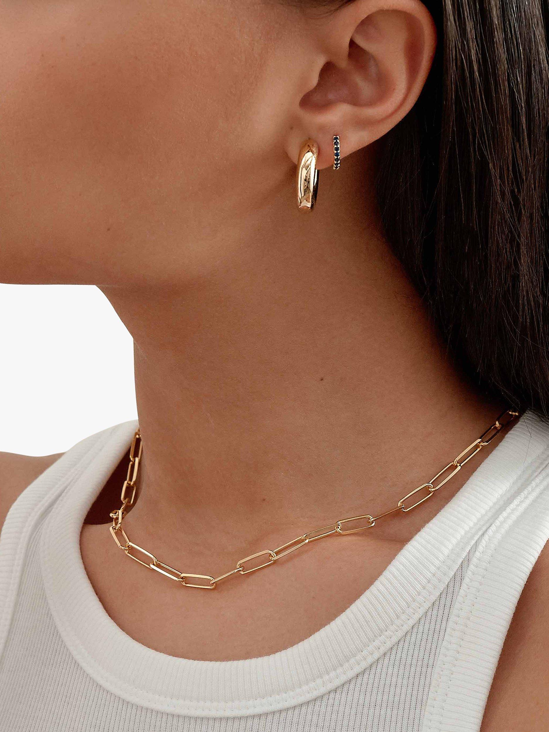 Product image 3 of 5, which shows Edge of Ember Chunky Paperclip Chain Necklace, Yellow Gold