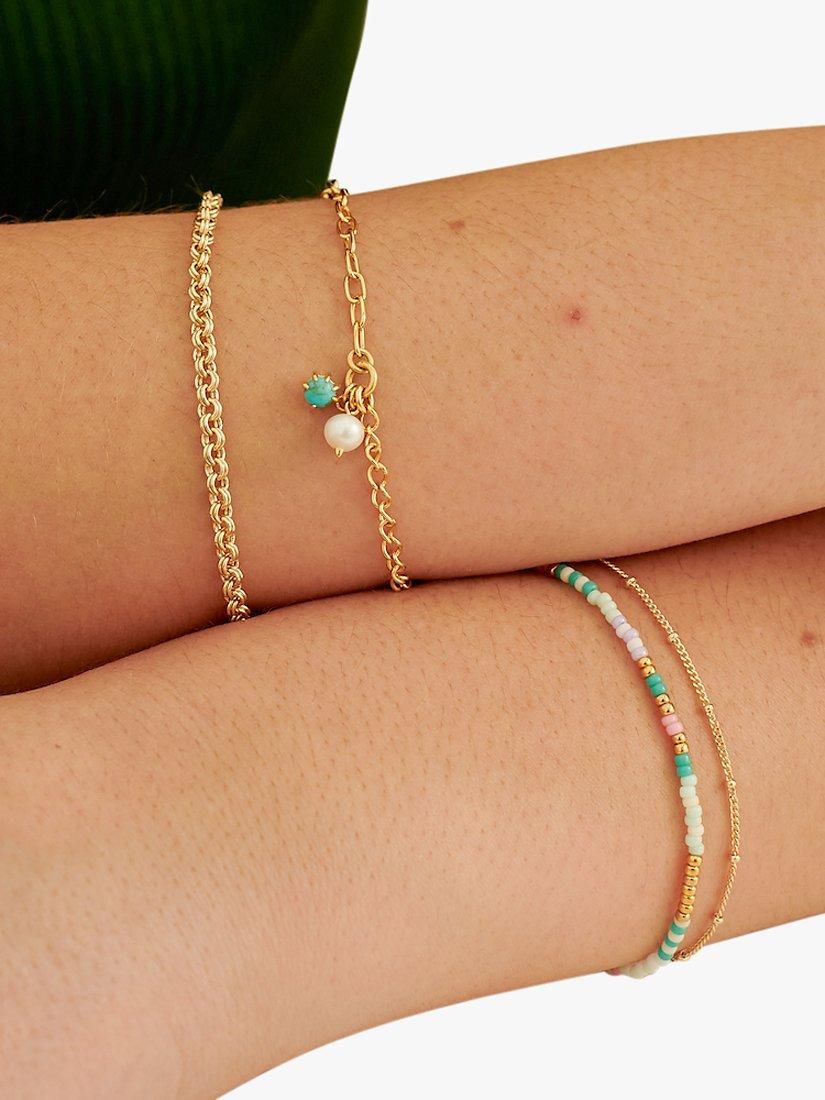 Product image 3 of 5, which shows Edge of Ember Rolo Chain Bracelet, Yellow Gold