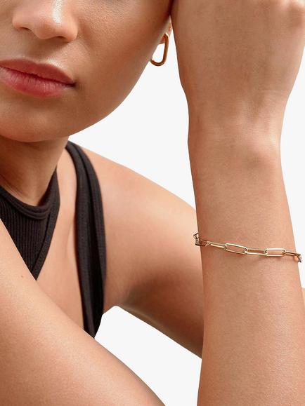 Edge of Ember Chunky Paperclip Chain Bracelet, Yellow Gold - view 2, Yellow Gold