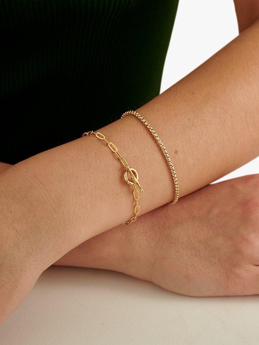 Product image 2 of 5, which shows Edge of Ember Chunky Box Chain Bracelet, Yellow Gold