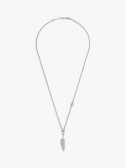 BARTLETT LONDON Men's Feather Pendant Necklace, Silver, Silver