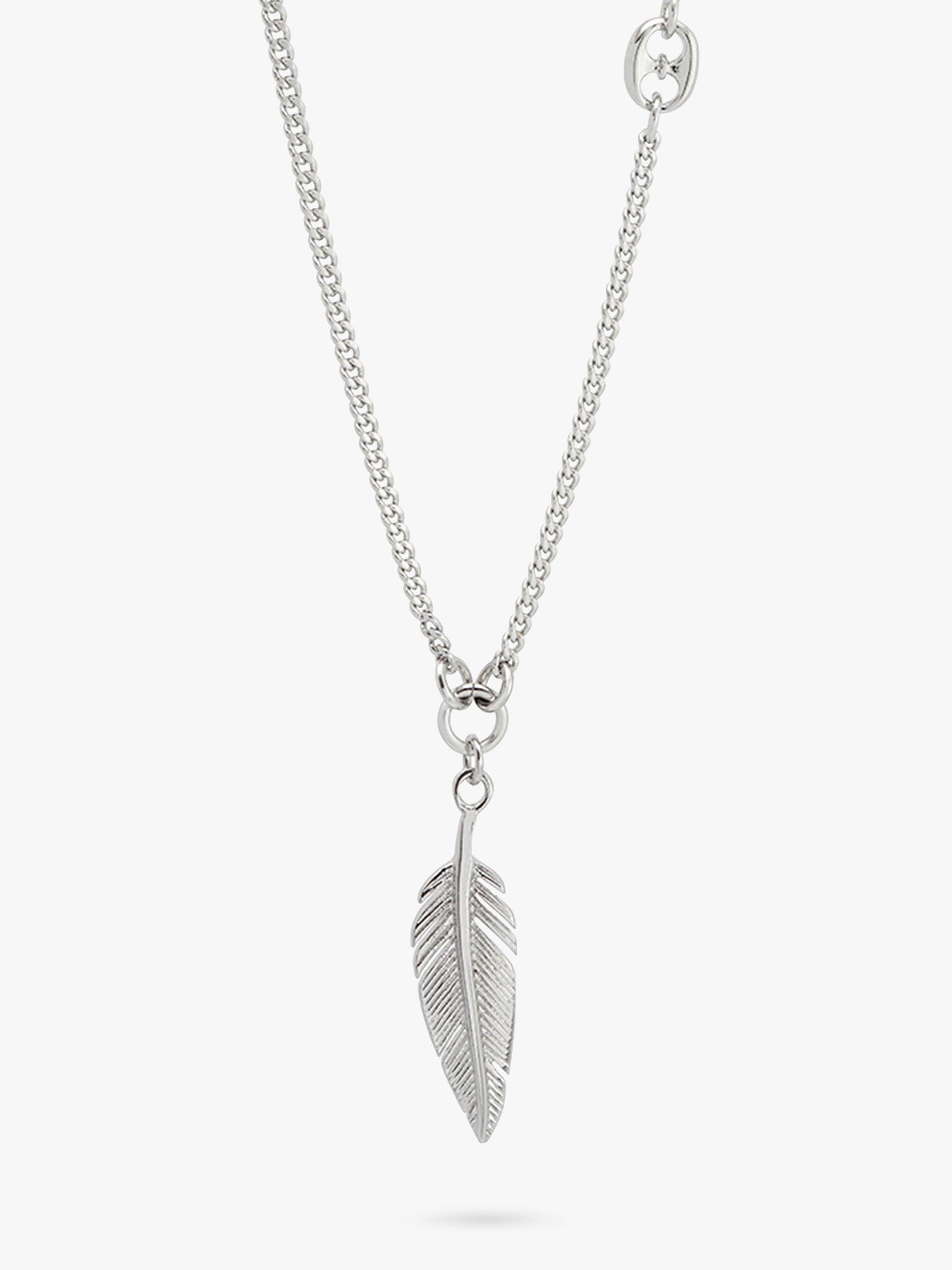 Product image 2 of 3, which shows BARTLETT LONDON Men's Feather Pendant Necklace, Silver