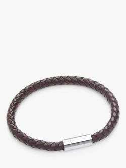 BARTLETT LONDON Men's Woven Leather Bracelet, Dark Brown