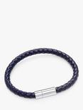 BARTLETT LONDON Men's Woven Leather Bracelet, Navy